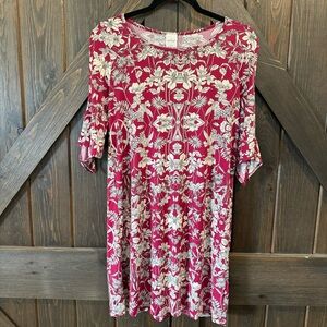 Floral Print Dark Pink Dress Size Small